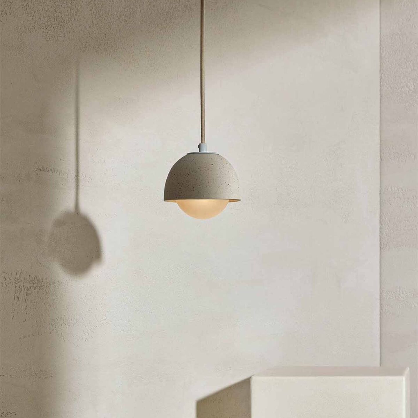 Terra 0 Pendant Light - Fabric Vanilla Bean, White Satin